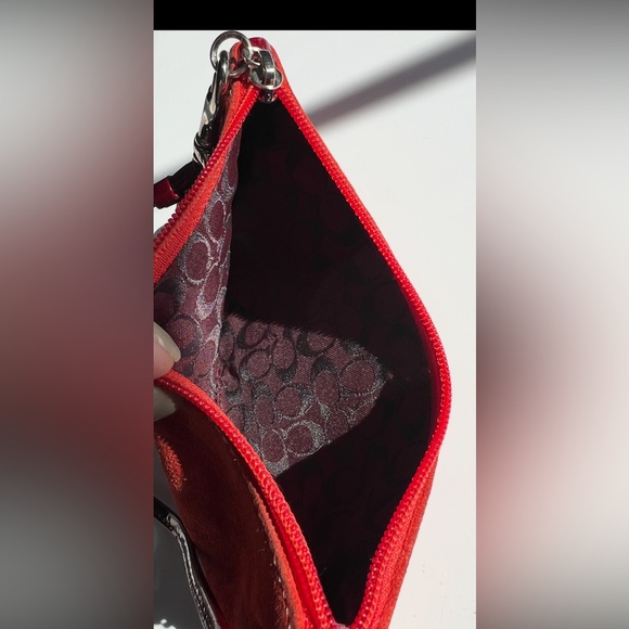 Vintage Coach Red Suede with Patent leather trim Wristlet Clutch - Picture 12 of 12